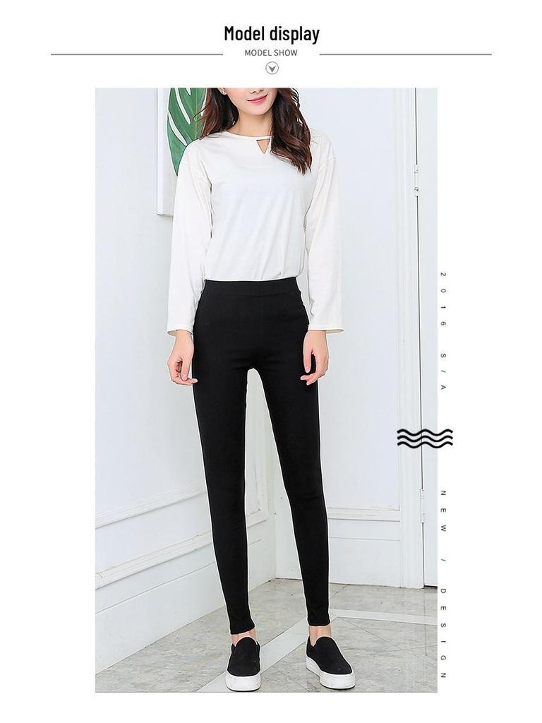 Übergröße Schlankmachende Schwarze Bleistifthose: Frühlings-/Herbst-Dünne Oberbekleidung Leggings für Damen