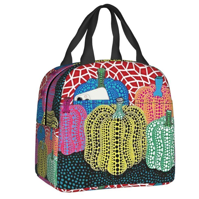 Custom Yayoi Kusama Self-Portrait Insulated Lunch Bags for Camping Travel Dot Leakproof Cooler Thermal Lunch Box Women Children