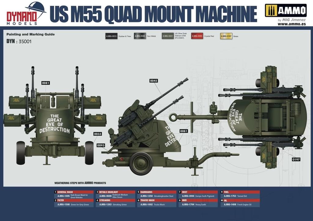 Dynamo Models American M55 Quadruple Machine Gun Trailer 2 in 1 Plastic Model DYN35DM001 1/35