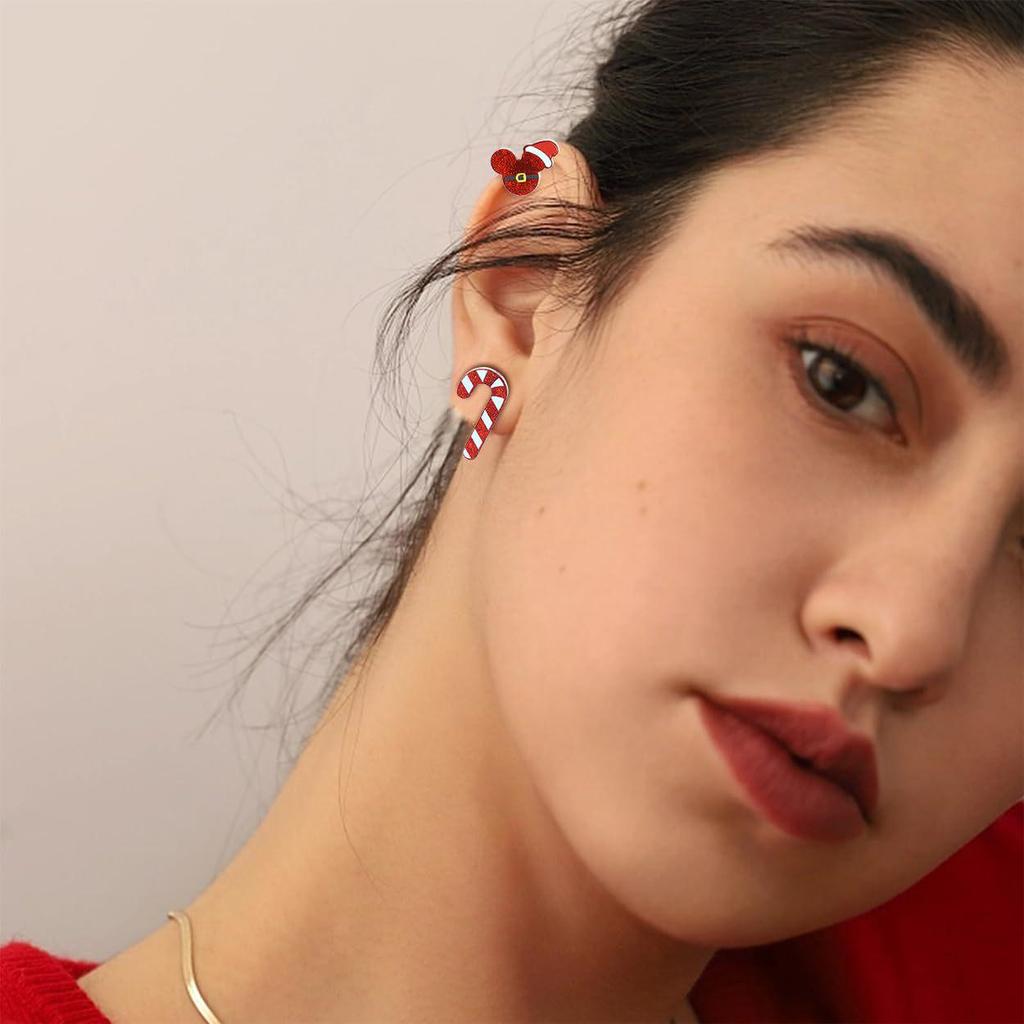 Cross-Border Acrylic Mickey Holiday Earrings: Christmas Hat Design, Simple & Versatile.