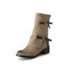 Round head flat heel Martin boots Western cowboy style short boots British women's boots are popular in Europe and America