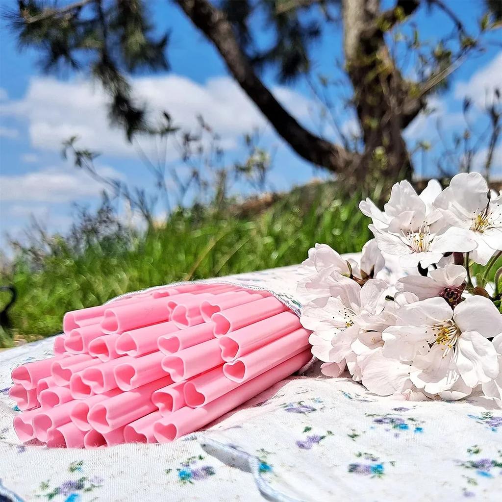10pcs Creative Heart Pink Disposable Straw Bride Straws Tribe Supplies Hen Parti Bride To Be Bachelor Party Wedding Supplies