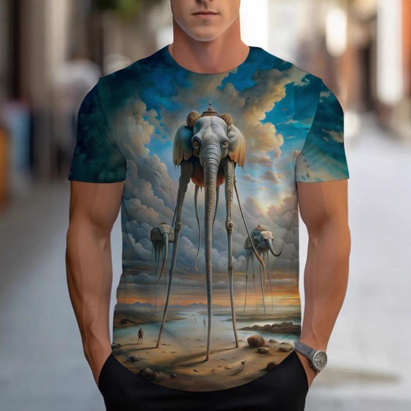 2025 Creative Brilliance 3D T-shirt Digital Printing Men's Short Sleeve Animal Printing
