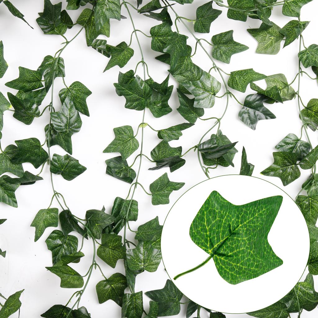 Artificial Ivy Leaf Rattan Creeper Leaves Vine Hanging Garland DIY Fake Flowers Plants for Garden Wedding Party Home Decor 2.4m