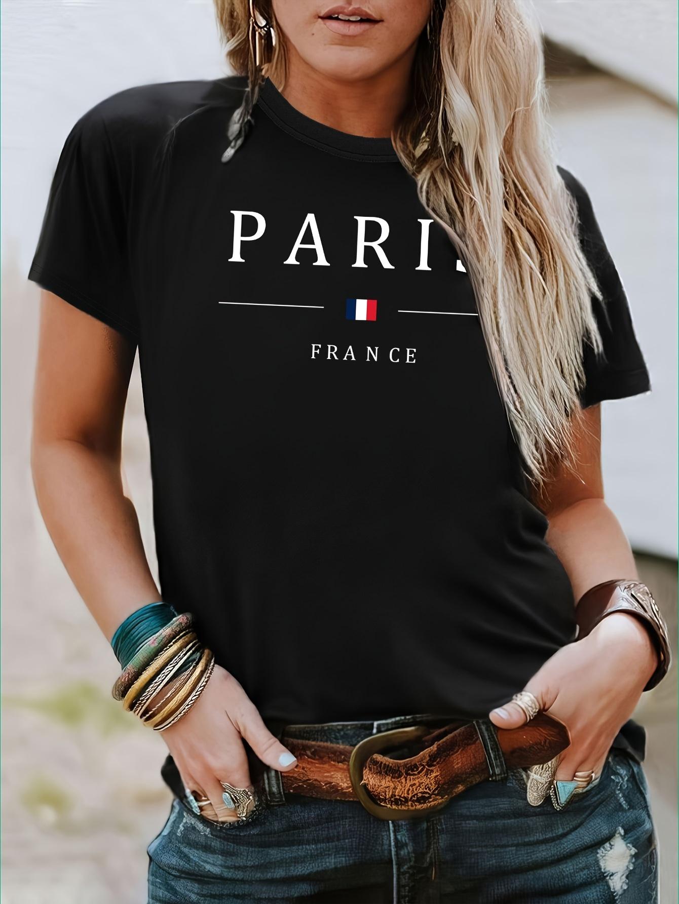 

Женская модная футболка с принтом букв - Повседневный топ с коротким рукавом и круглым вырезом для непринужденного летнего и весеннего стиля 4XL