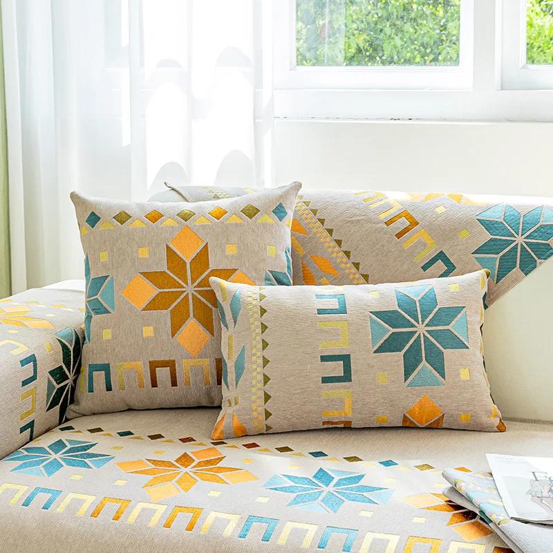 Bohemian Style Chenille Sofa Cushion All-Season Universal Anti Slip Scratch Resistant Pet Friendly 1/2/3/4 Sofa Protective Cover