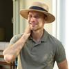 Flat Top Boater Hat Foldable Straw Hat for Men & Women Summer Travel Beach Sun Hat with Wide Brim UV Protection Unisex Fashion