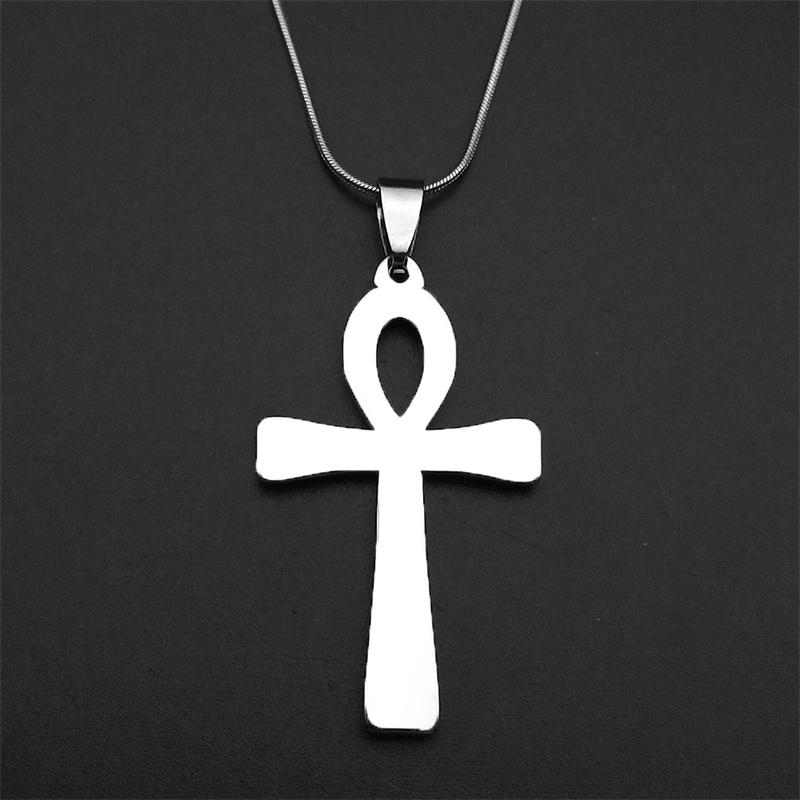 Egyptian Cross Ankh Key of Life Pendant Necklace Stainless Steel Gold Color Amulet Religious Chain Necklaces Jewelry Gift