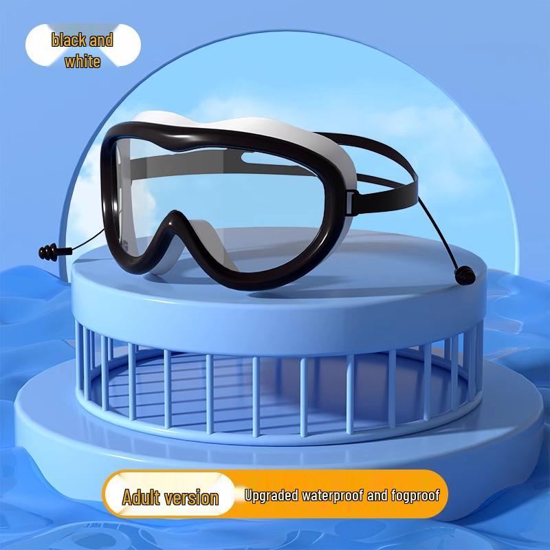 

Детские очки для плавания с большой оправой и защитой от запотевания и набор шапочек - Водонепроницаемые очки для дайвинга для мальчиков и девочек