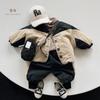 Kids Contrast Color Thickened Fleece Casual Long Pants For Boys And Girls
