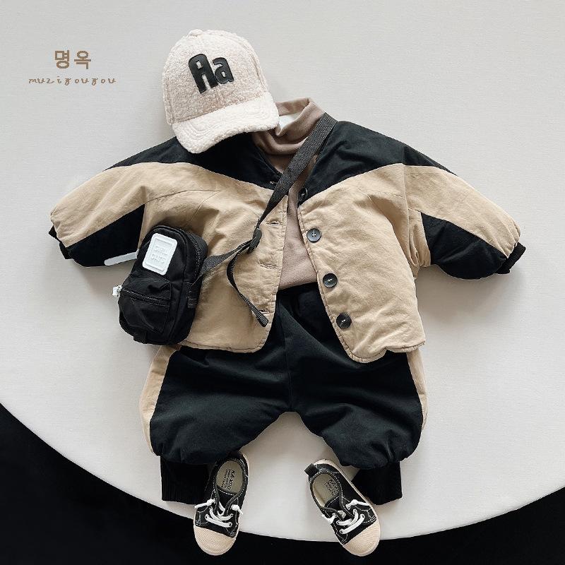 Kids Contrast Color Thickened Fleece Casual Long Pants For Boys And Girls