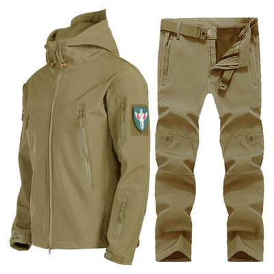 Costume polaire coupe-vent chaud pour homme, ensemble veste et pantalon en peau de requin, à coque souple, pour randonnée en plein air, escalade, chasse, vêtements de sport, hiver