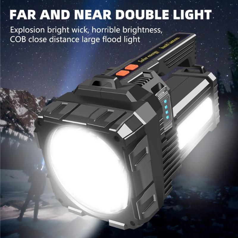 Solar Energy High Power LED Flashlight Type-C Rechargeable Strong Light Lamp Waterproof For Outdoor Camping Hiking