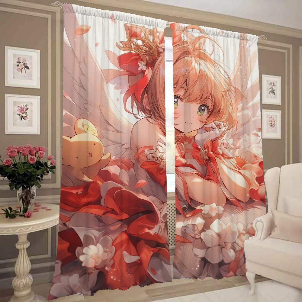Kitchen Curtains for Living Room 2 Pieces Blackout Curtains Door Curtain C-cardcaptor S-sakura Bedroom Decoration Partition Home