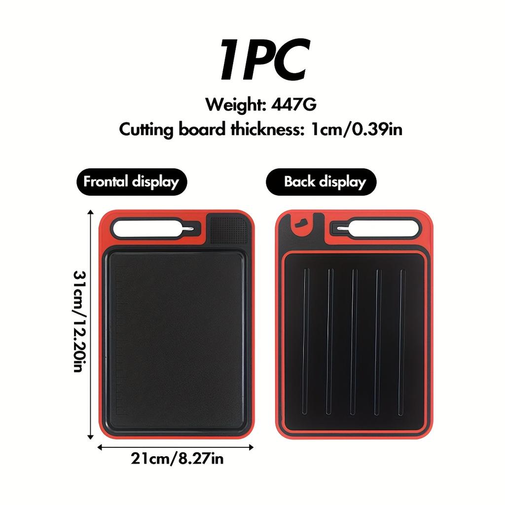 1pc Double Sided Cutting Board With Measurements for Kitchen Use , Double Sided, Made of Aluminum And Ceramic Strips, Food-Grade, Non Slip,
