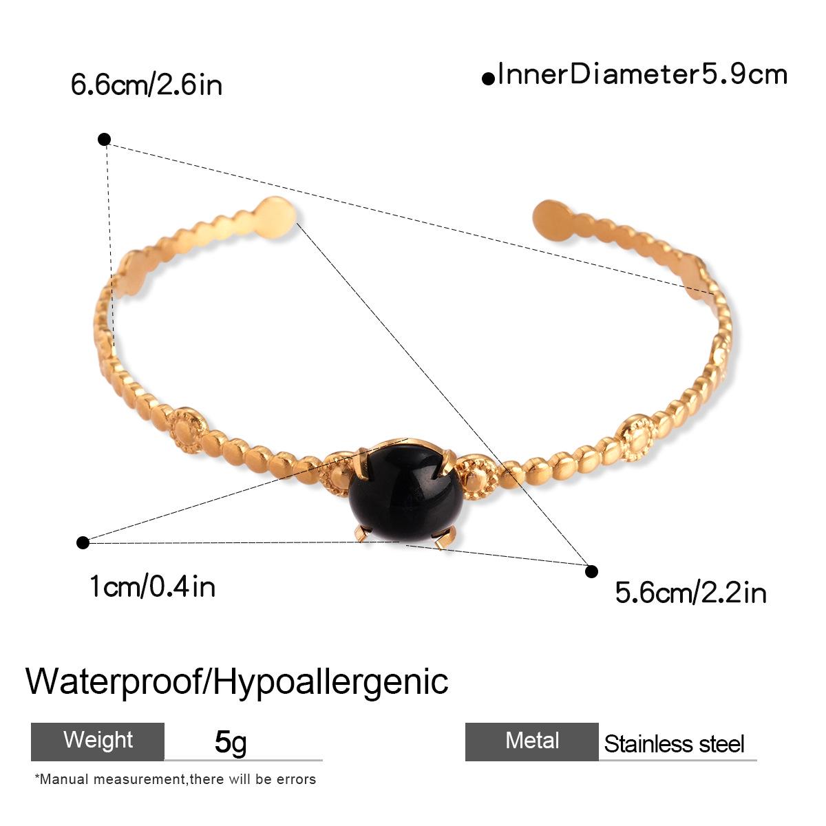 

Элегантный браслет-манжета из титановой стали с натуральным камнем для женщин