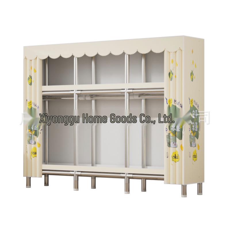 Durable Steel-Framed Wardrobe with Reinforced Fabric for Bedroom Storage, Assembly Required