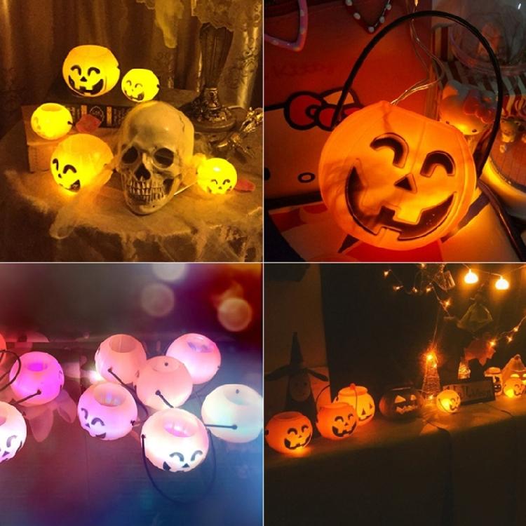Halloween Decorative Pumpkin Light Plastic Holder Portable Storage Bucket with Handle For Indoor Outdoor Use