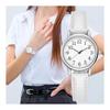 [White Base] Leather Band Women's Watch with Box/waterproof Function for Gift