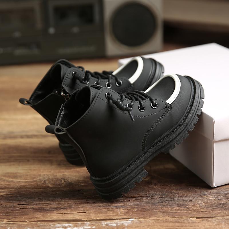 

Autumn Winter New Children Fashion Boots for Girls Boys Korean Style Soft Bottom Anti-slippery Versatile Plush Leather Shoe 26 чорний
