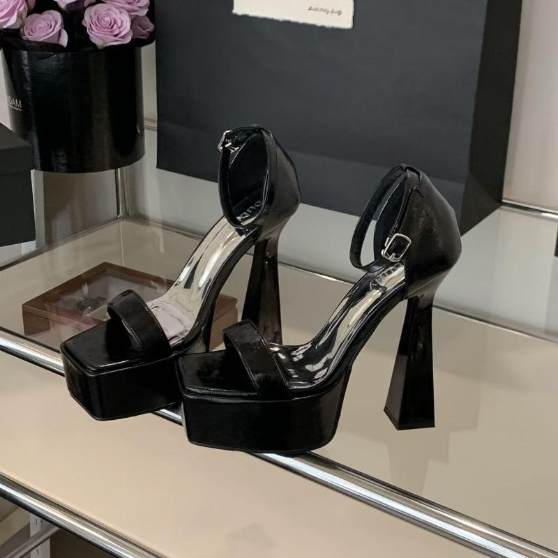 Waterproof table exposed toe high heels women's summer new hate sky high wear-resistant non-slip thick-soled heel sandals women