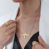 Hong Kong Retro Wave Heart Pendant Necklace, 18K Gold, Titanium Steel, Versatile Clavicle Chain