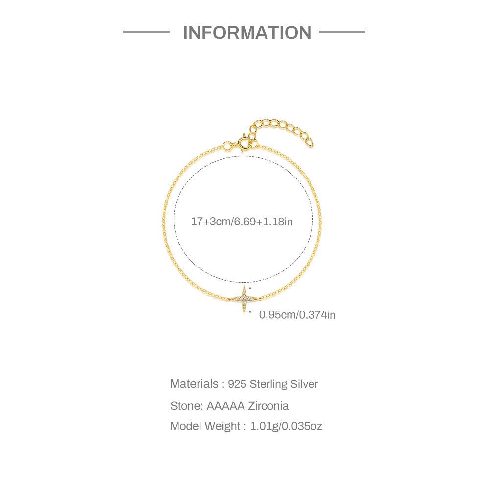 S925 Sølv Diamant Firspissstjerne Enkelt Og Slankt Armbånd Dame Mote Temperament Pendlerelement Armbånd Smykker