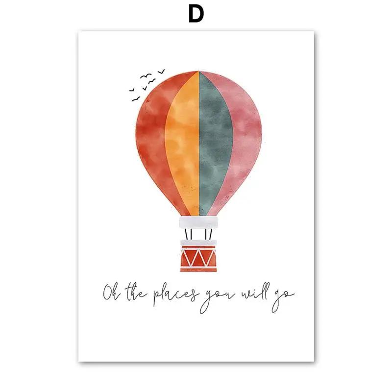 Boho Balloon Rainbow Sun Elephant Giraffe Whale Nursery Wall Art Canvas Painting Posters And Print Wall Pictures Kids Room Decor