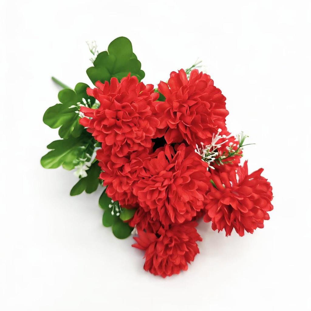 10-Head Chrysanthemum Bouquet: Qingming Festival Memorial, Wedding & Home Decoration, Artificial Flowers