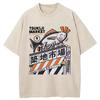 Funny Fish Japanese Tsukiji Market Vintage Washed T Shirts Unisex Women Summer Fashion  Cotton Short Sleeve Tshirt Streetwear