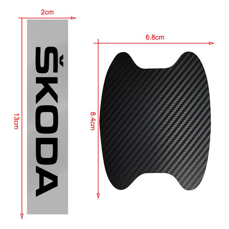 8pcs Car Door Sticker Carbon Fiber Scratches Auto Handle Protection Film for Skoda Superb Octavia Kodiaq Yeti Rapid Karoq Fabia Kamiq Enyaq Vis