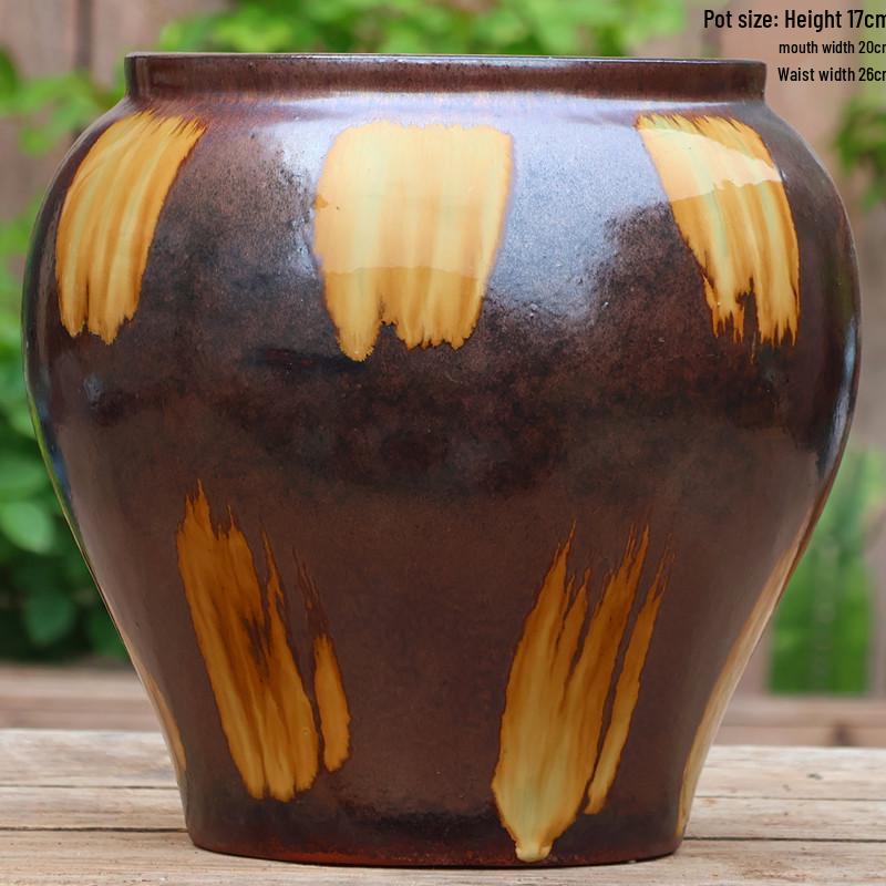 Tall Retro Handmade Green Ceramic Pot for Succulents and Flowers