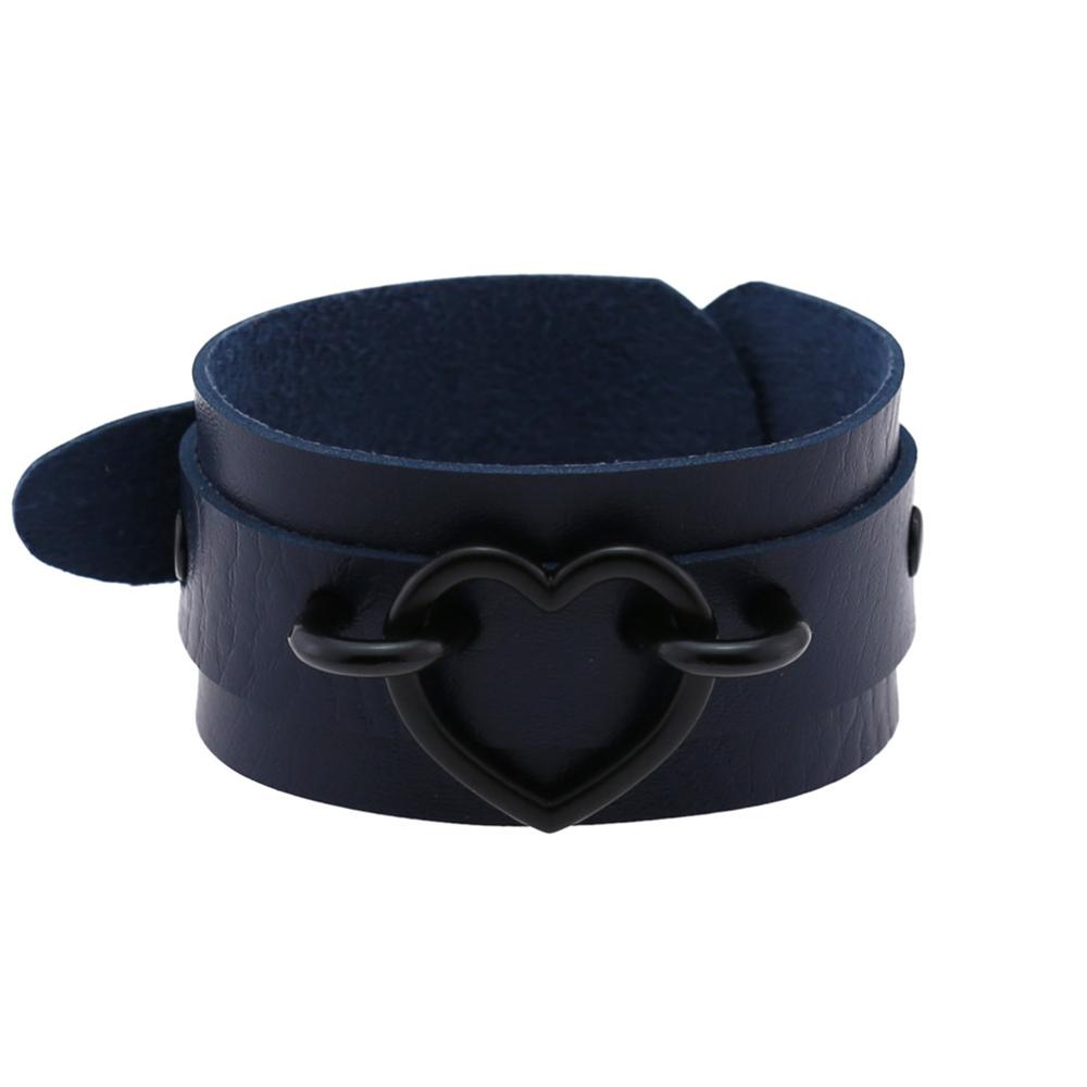 Braccialetti punk a forma di cuore tutto nero donna uomo Braccialetto da polso in pelle Bracciale a manica gioielli goth gotico emo bracciali da braccio accessori cosplay