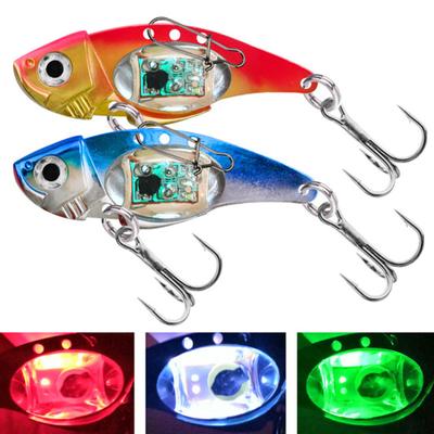 8cm Metal Electronic Vibration Fake Bait Faux Lure Fish Hooks with LED Light