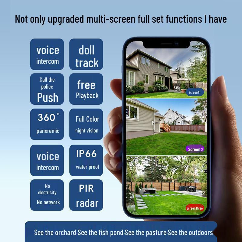 V380 Solar PTZ Wireless HD 360° Pan-Tilt Remote Monitoring Camera