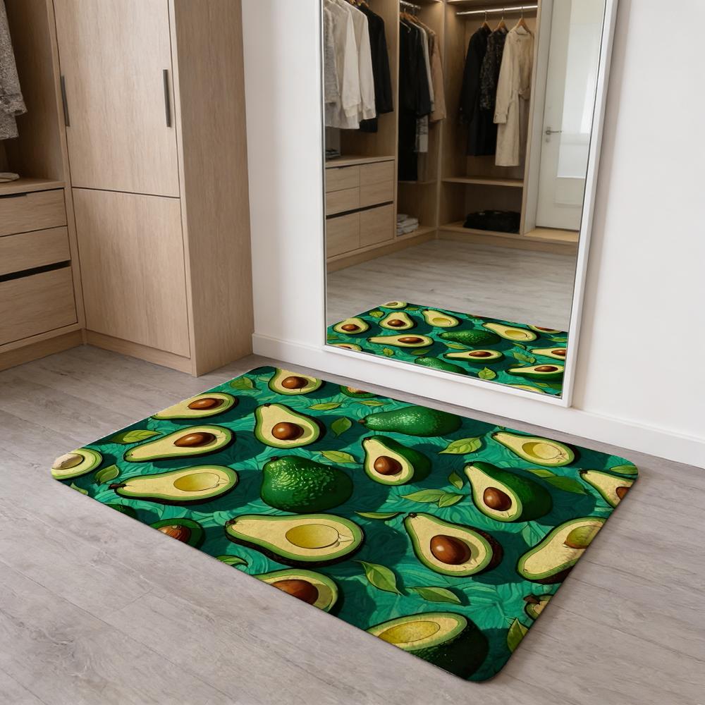 Summer Cartoon Fruit Colorful Floor Mat Washable Absorbent Flannel Door Mat Non-Slip Indoor Floor Carpet