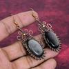 Silver Sheen Obsidian Earrings Copper Wire Wrapped Jewelry Real Gemstone Earring