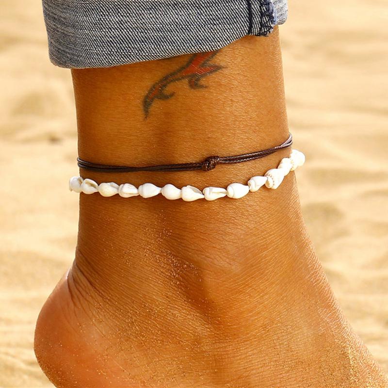 Women's Double Bohemian Heart Anklet - Layered Summer Beach Foot Chain, Love Personality Ankle Bracelet