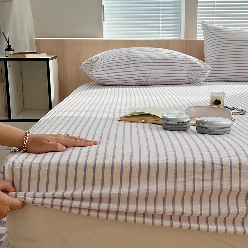 1PCS Sheet Pastoral Flower Fitted Sheet Non Slip Bedspread Washable Cotton With Elastic Band Mattress Cover (no Pillowcase)