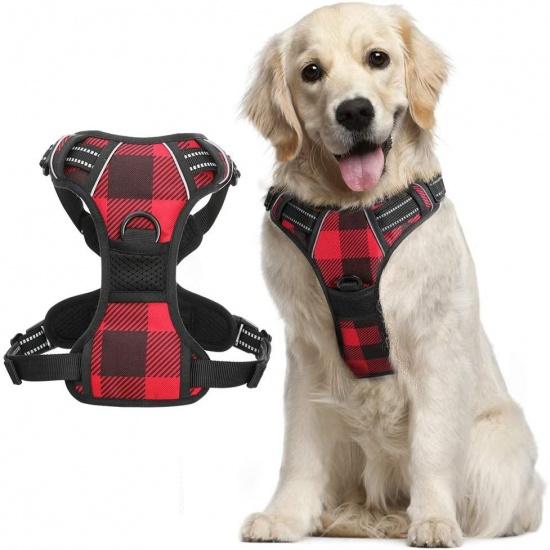 

Шлейка для собак для крупных собак без тяги, регулируемая шлейка для выгула собак с 2 зажимами для поводка, комфортная шлейка для домашних животных с мягкой подкладкой и
