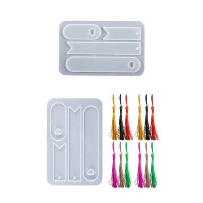 DIY Bookmark Resin Mold Clear Bookmark Silicone Molds with 12 Pieces Colorful Tassels for Jewelry Making DIY Crafts