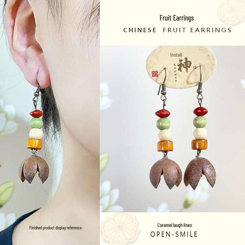 Yunnan Artistic Ethnic Fruit Earrings: Retro Natural Forest Style Design