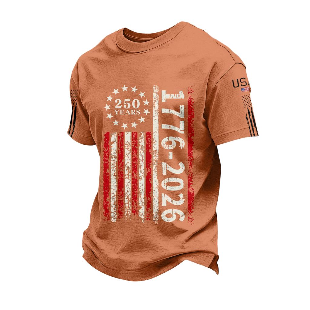 USA Anniversary Men's Casual Letter Print Short-Sleeve T-Shirt