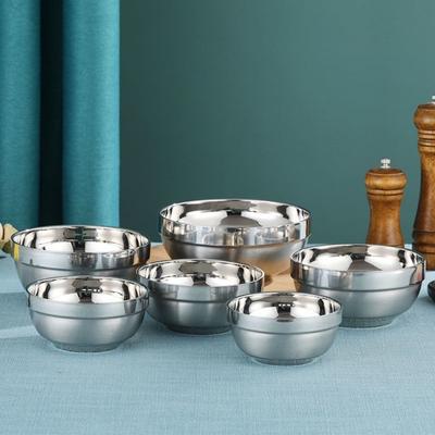 Miska ze stali nierdzewnej 304 zapobiegająca poparzeniom, dwuwarstwowa, pogrubiona, wytrzymała, do zupy, ryżu, dla dzieci do stołówki, dla dorosłych do makaronu