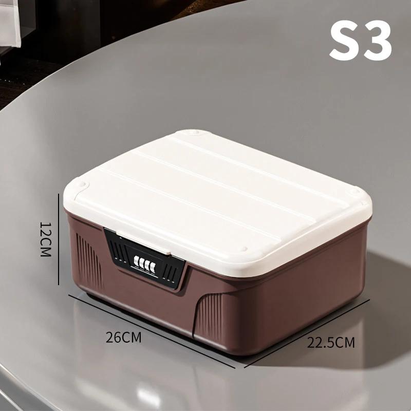 

2-Layer Password Lock Safe Box - Portable Cash, Jewelry, Passport Security Storage Multifunction Household Organizer Easy Carry