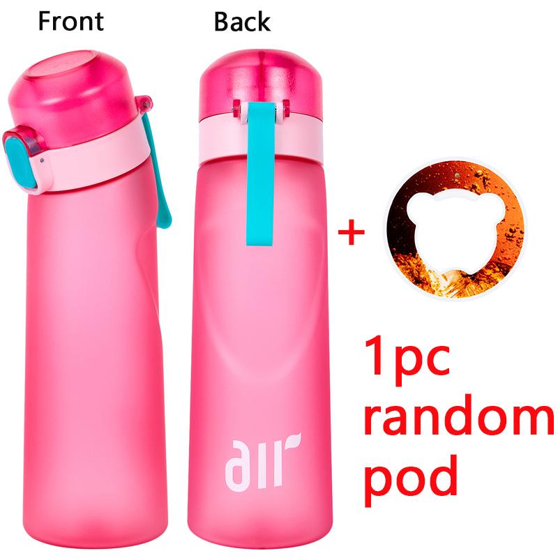 1pc Air Water Bottle With 1pc Random Flavor Pod Sports Fashion Straw Plastic Cup Leak Proof for Outdoor Sports Fitness