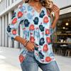 Women's Fashion Casual Christmas Print V-Neck Three-Quarter Sleeve Blouse