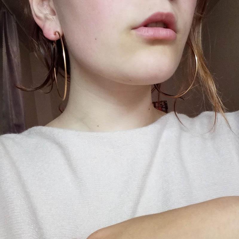 Mote store bøyle øredobber 40 mm 60 mm 80 mm store glatte sirkel øredobber Runde Brincos løkke øredobber for kvinner Smykker Festgaver