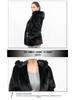 Women's Mid-Length Faux Mink Coat with Hood and Fox Fur Collar - Korean Style