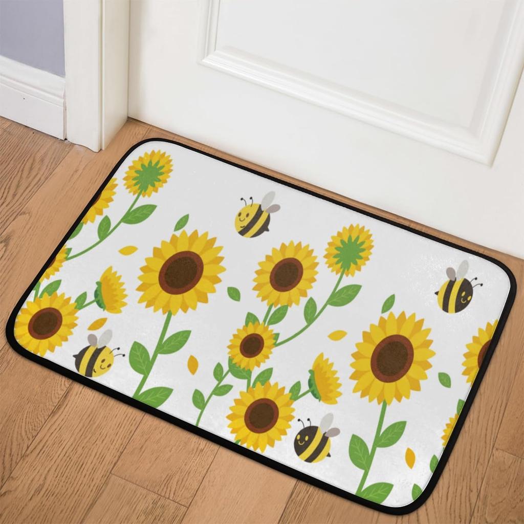 Funny Bee Flowers Carpet Cartoon Animal Area Rug Living Room Girls Bedroom Bedside Dorm Soft Floor Mat Home Entrance Door Mat
